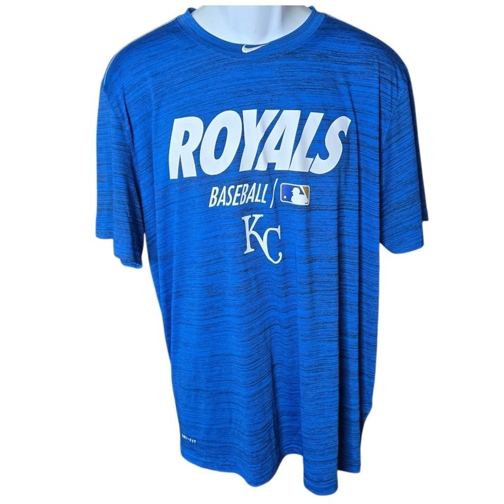 Nike Mens Dri-FIT Baseball KC Royals Shirt Size XL Blue Heather MLB Tee